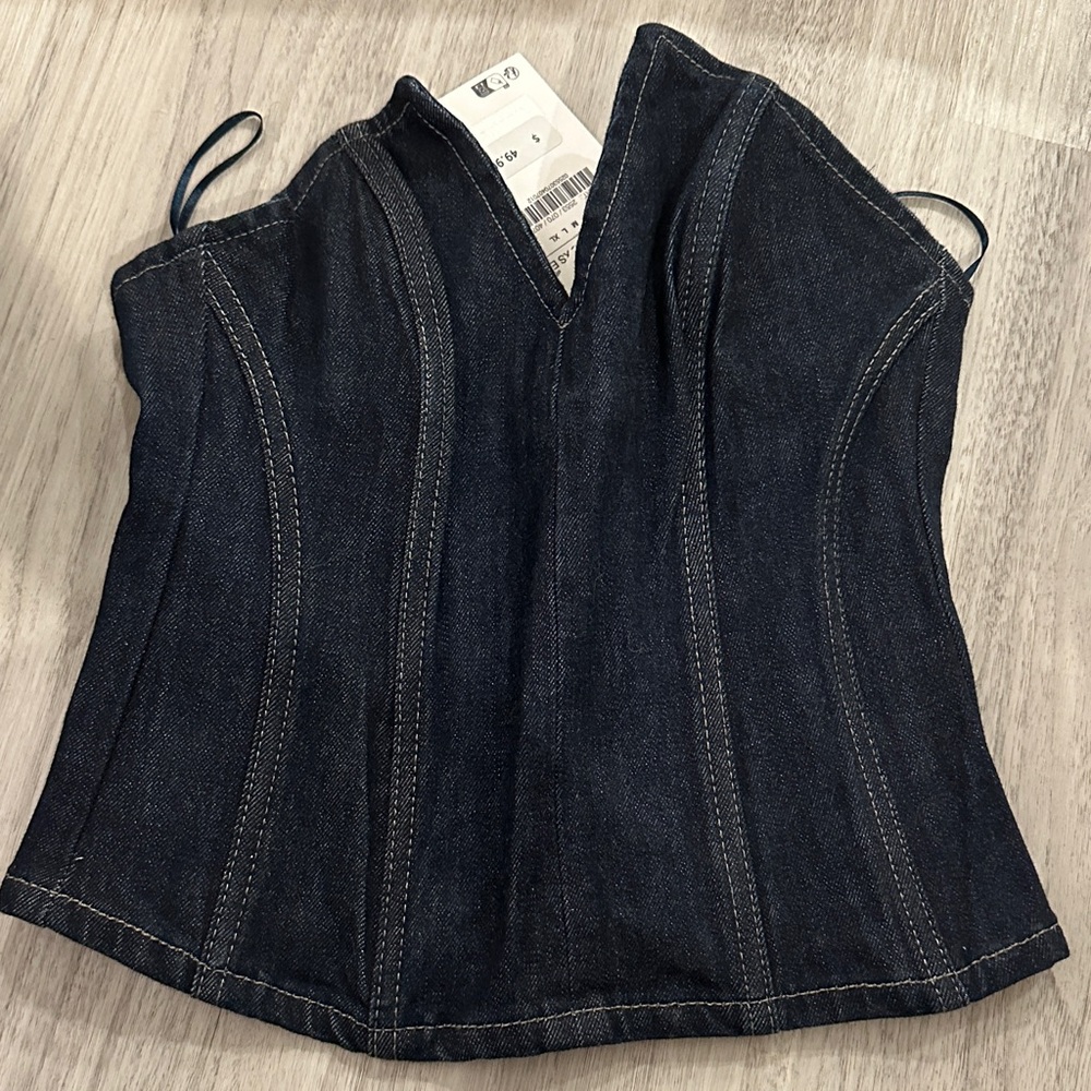 Zara Dark Blue Denim Top